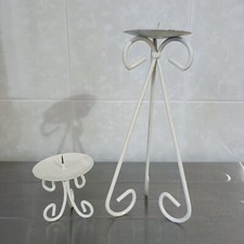 2 Candelabri Shabby In Ferro Battuto Grande 21 Cm E 7 Cm Usati Candela Natale