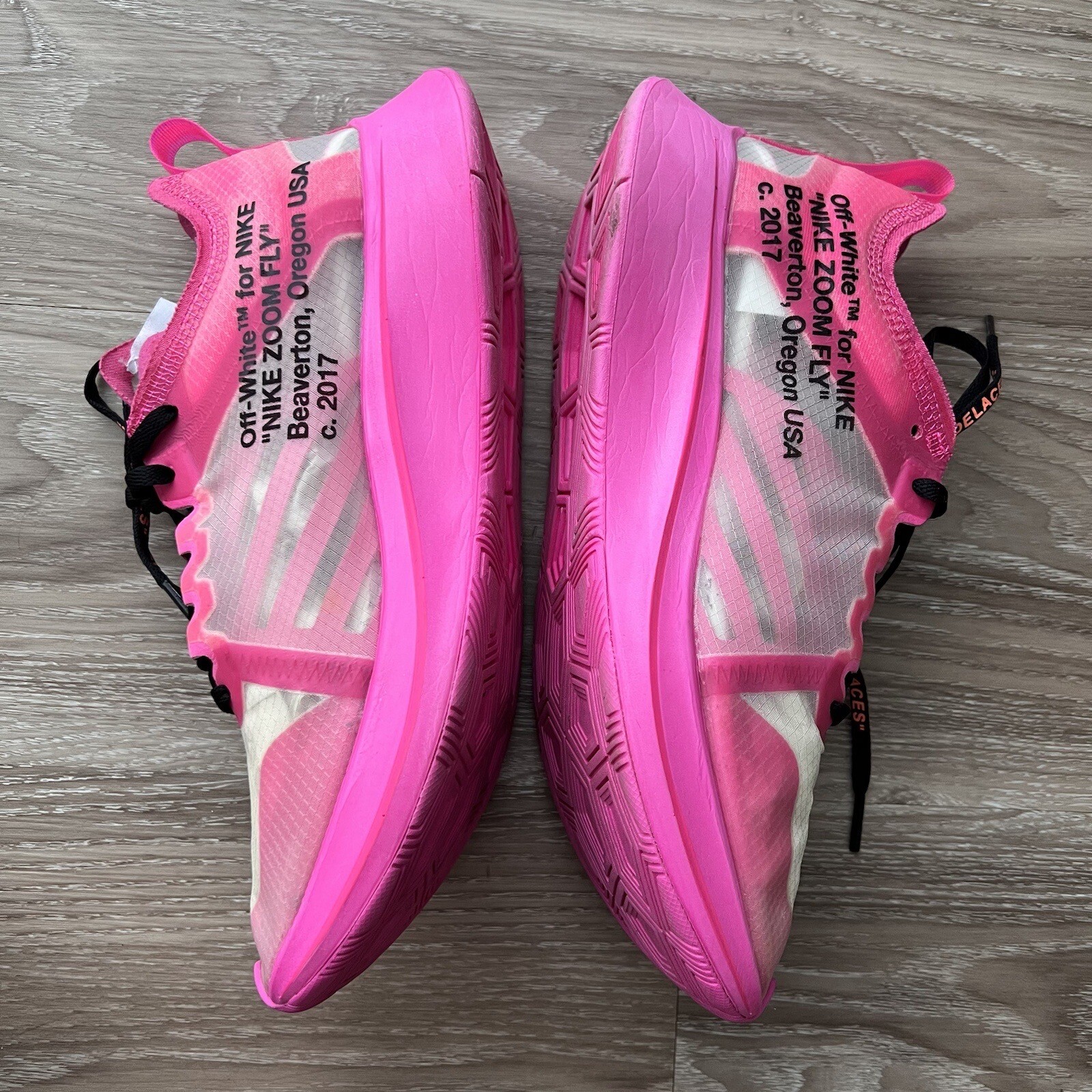 OFF WHITE X NIKE Nike Zoom Fly x BIANCO SPORCO rosa tulipano taglia 7 5