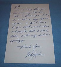 Cleveland Browns Bob Golic Signed Autographed 5.5x8.5 Letter Notre Dame