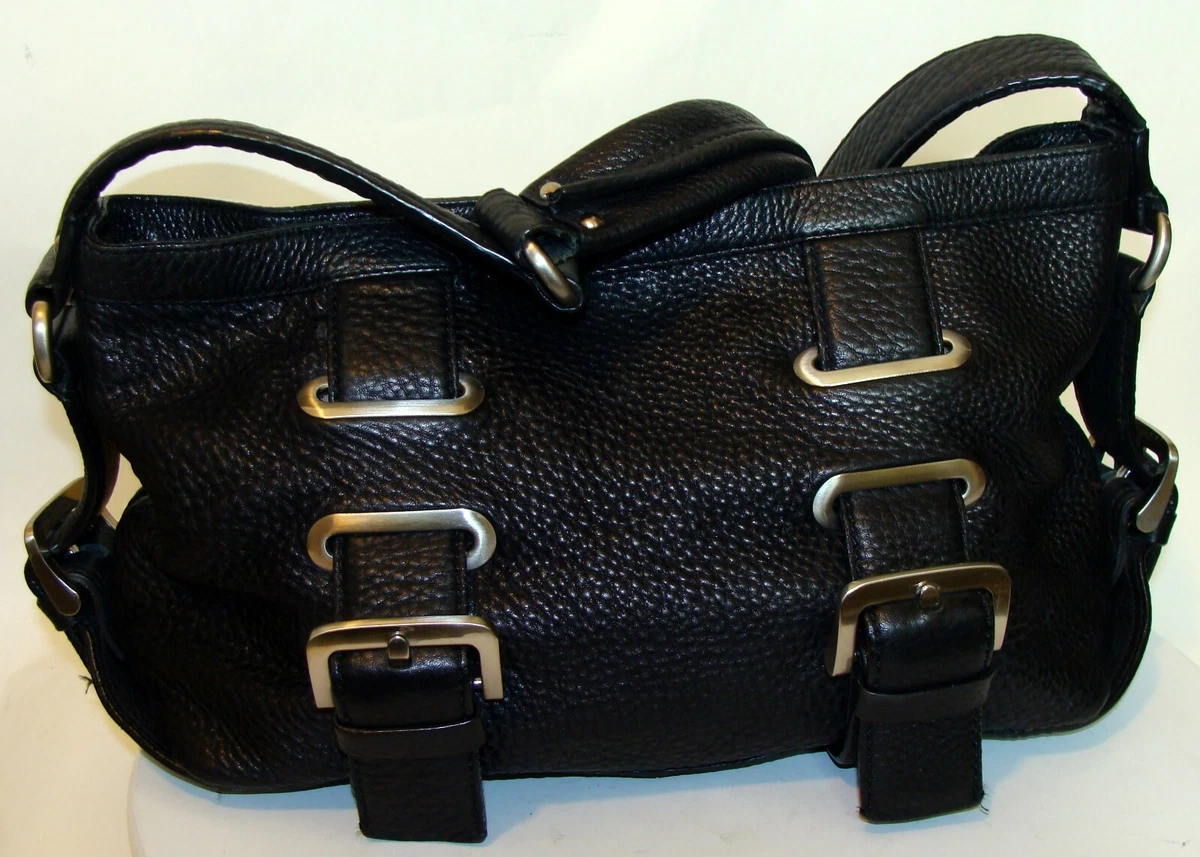 KENNETH COLE LARGE BLACK LEATHER SHOULDER BAG PURSE D121