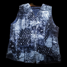 Vintage Men's Gothic Paisley Velvet Vest - Black  Silver Floral Pattern