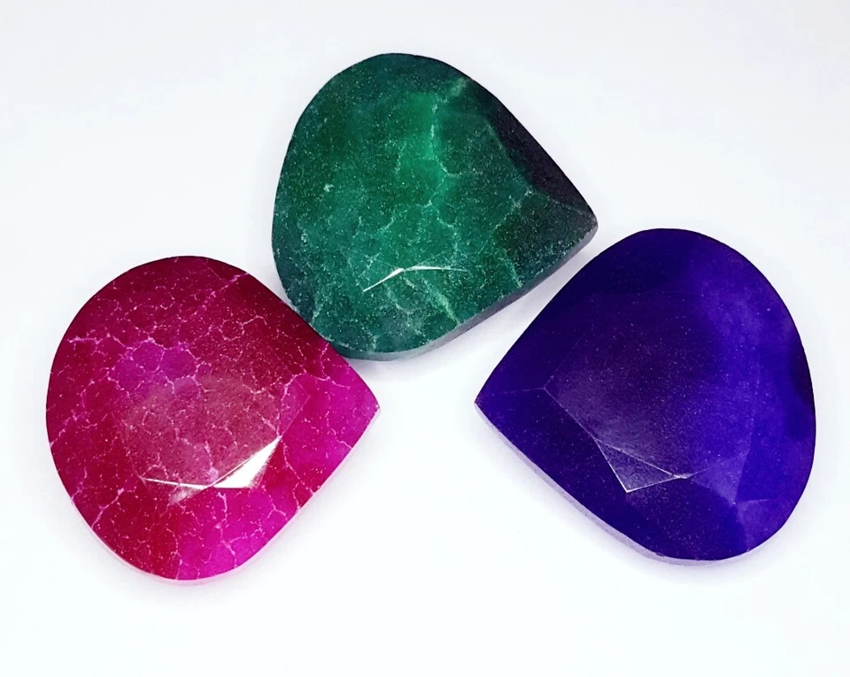 Natural Ruby, Emerald & Blue Sapphire 498.67 Ct Loose Gemstone 3 Pcs Opaque Gem - Image 2 of 4