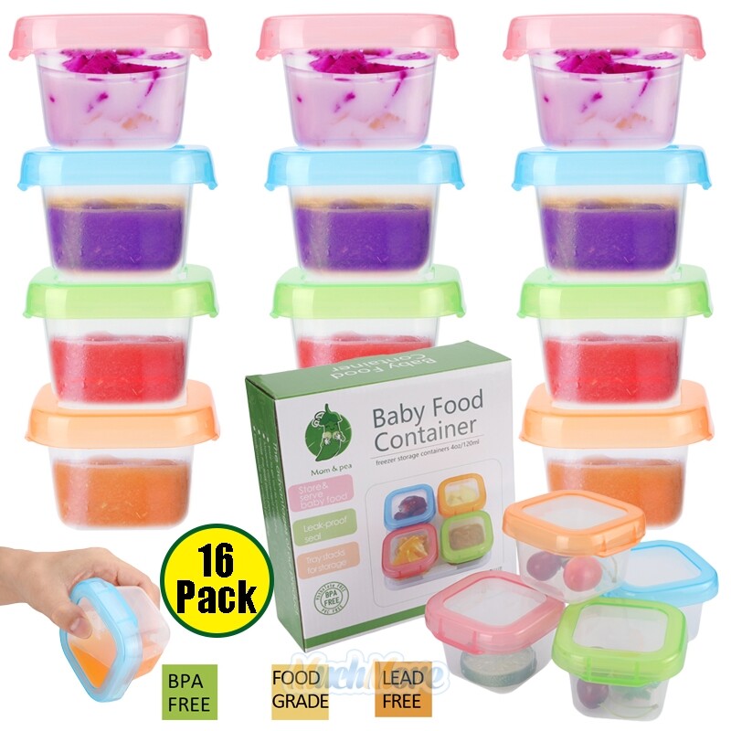 16Pack 4oz/120ml Leakproof Food Containers Baby Snack Containers Microwave Safe eBay