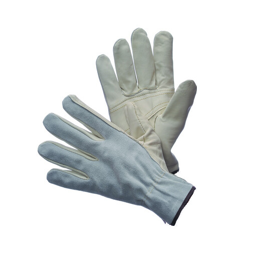 DRIVER GLOVES, STRAIGHT THUMB, COW GRAIN WITH SPLIT LEATHER BACK - Large