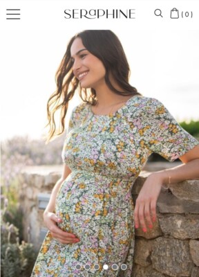 Seraphine brandneu grün Blumen Umstands- und Still-Midikleid Größe 10 neu mit Etikett