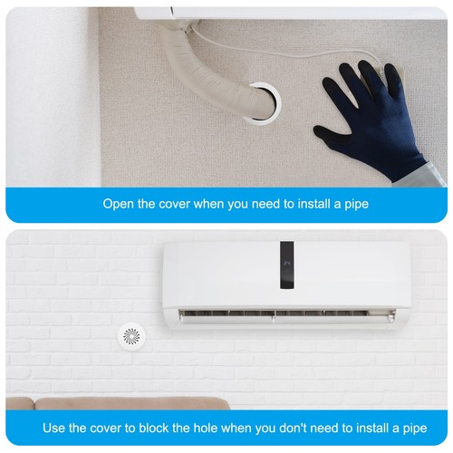 PP Air Conditioning Wall Hole Cover for 4" - 4.3" Diameter Hole, White, 3Pcs - Imagen 7 de 7