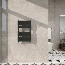 Black Towel Rail Radiator Flat Panel Designer Modern Bathroom Central Heating UK