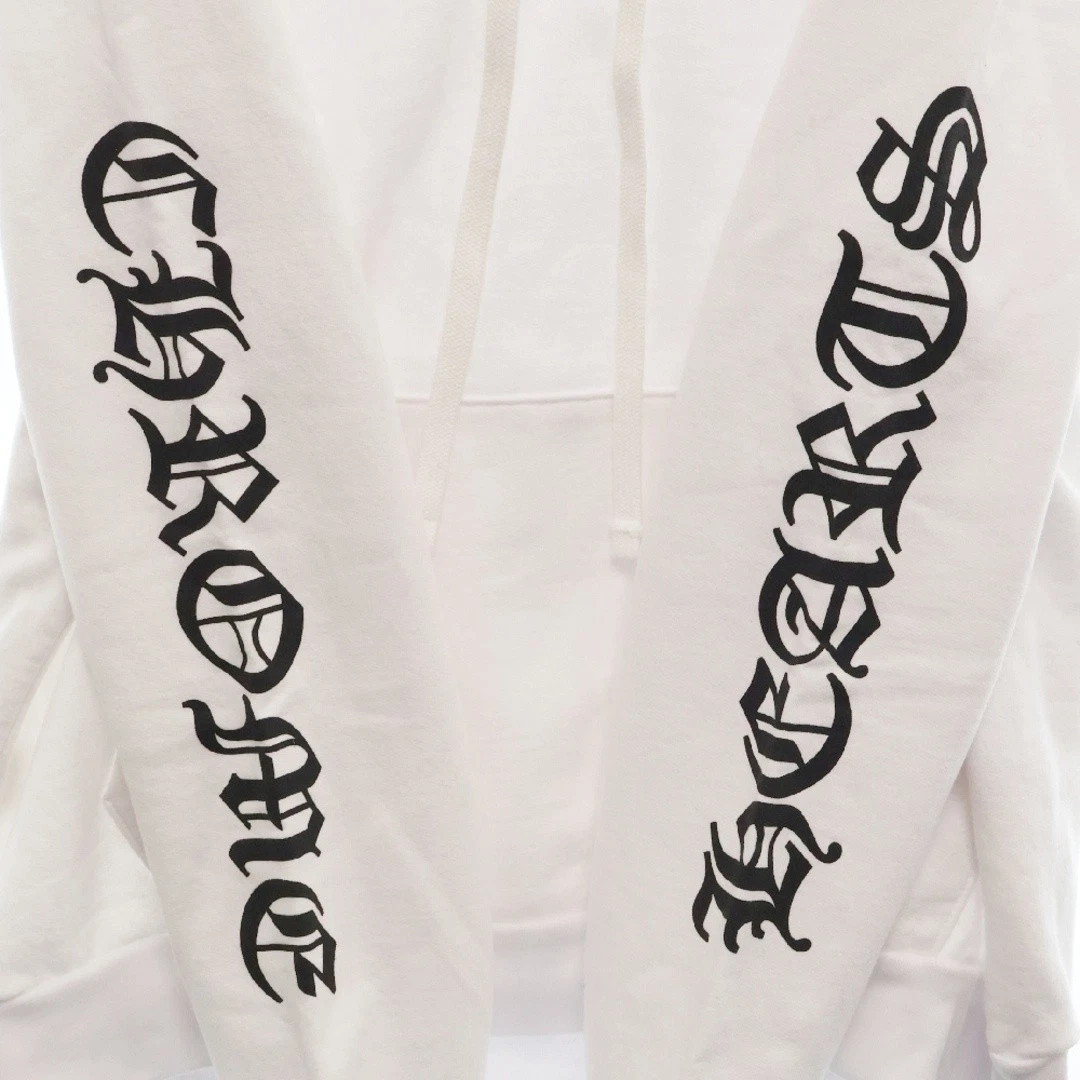 Felpa con cappuccio pullover CHROME HEARTS SWTSHRT PLVR manica stampa logo bianca usata d51d90df