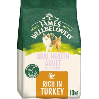 10kg James Wellbeloved Oral Health Adult Dry Cat Food Rich in Turkey BB-Nov25