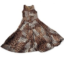 Vintage 90s Cheetah Maxi Cotton Summer Dress Small