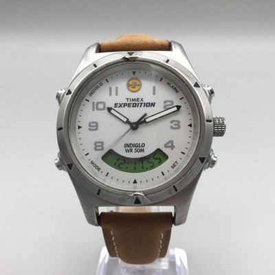 Timex Expedition Mens Watch 37mm White Dial Indiglo Ana-Digi 