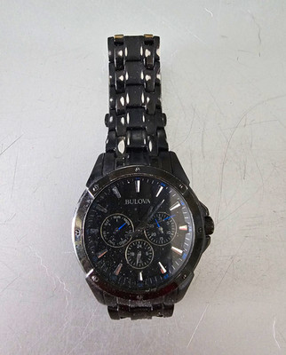Bulova Men s 98C121 Quartz Analog Watch Black Metal Bracelet 42mm