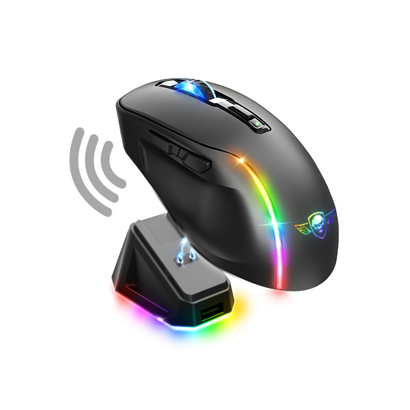 Souris sans fil de jeu noire ELITE-M50 avec station de charge pour bureau gamer