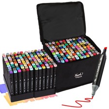 120 Colors Dual Tips Alcohol Markers, Art Markers Pens with Pen Holder, Perma...