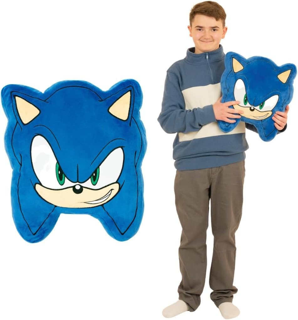 Almohada decorativa de felpa súper suave ropa de cama de anime Sonic The Hedgehog, 16"