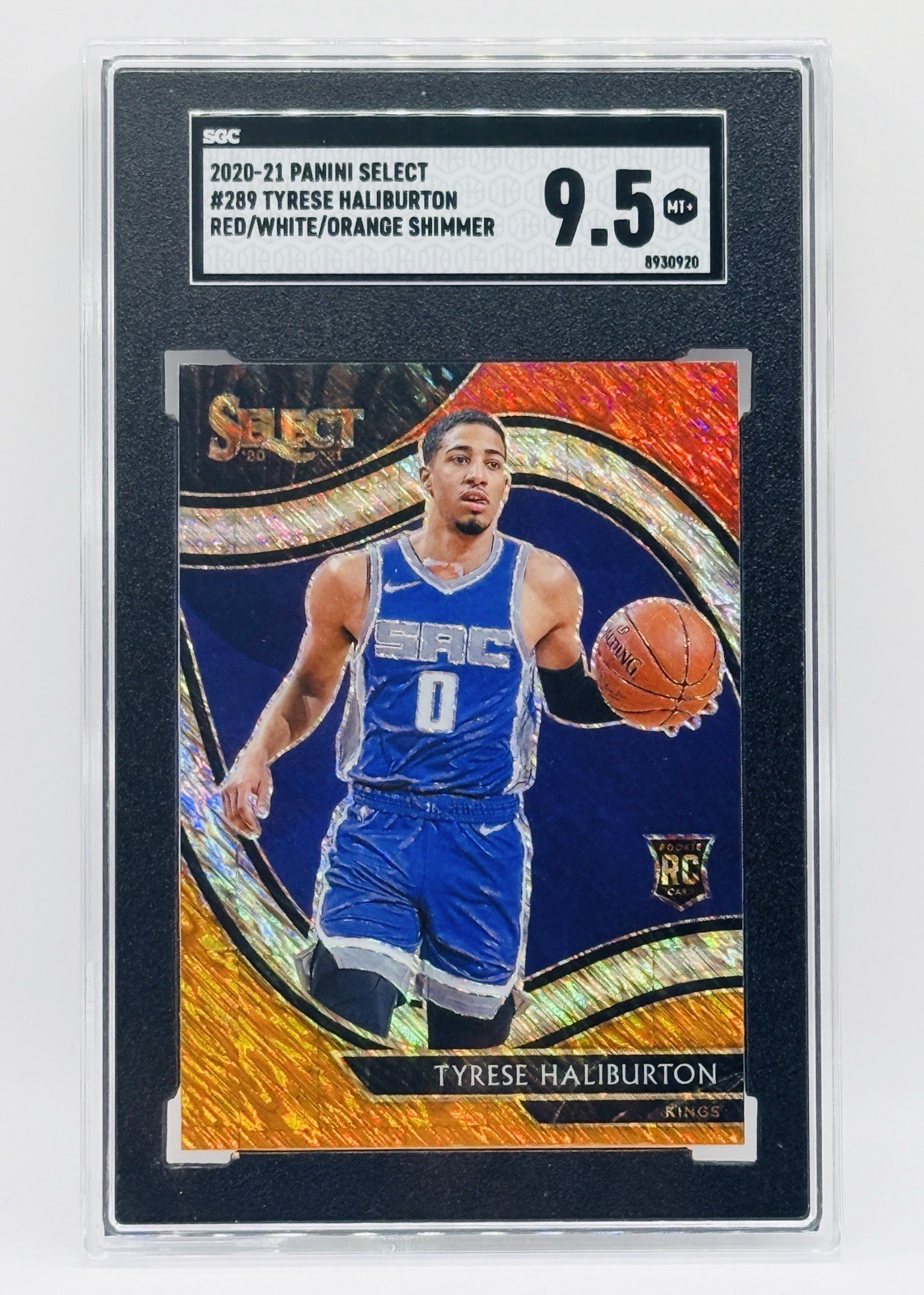 2020-2021 Select Tyrese Haliburton Courtside Red White Orange Shimmer RC SGC 9.5