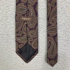 Vintage Paul Stuart Tie Paisley Silk Made In USA Purple Brown 53