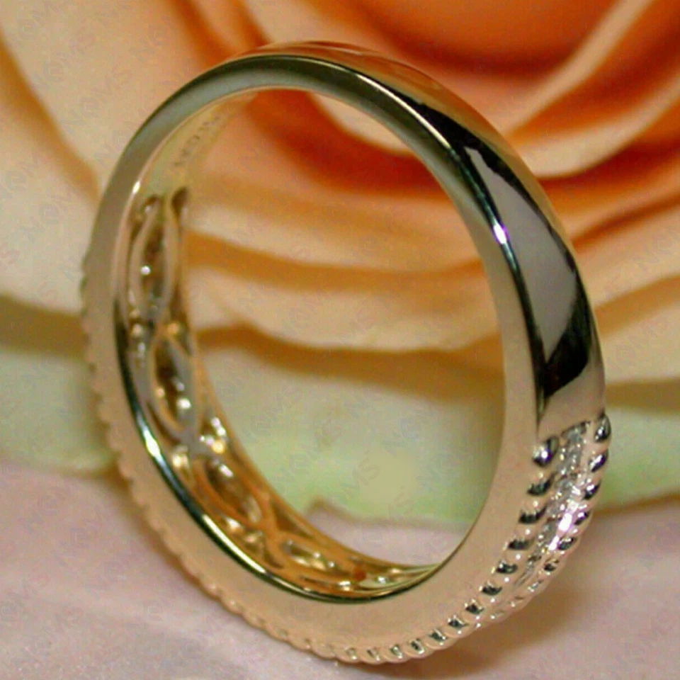 1.20Carat Round Cut Lab Created Diamond Halo Design Band 14k Yellow Gold Plated - image 4 of 4