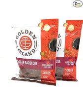 Golden Island Fire Grilled Pork Jerky Korean Barbecue Recipe - 14.5 Oz (2 Pack)