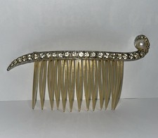 Vintage Wedding 4" Rhinestones and Faux Pearl Hair Comb New Years Party