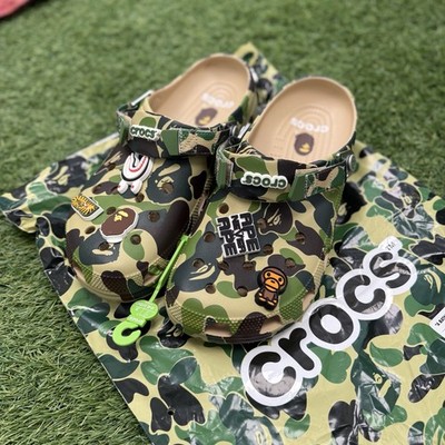 BAPE x Crocs Classic Clog Green ABC Camo – Size US9 – New with Box