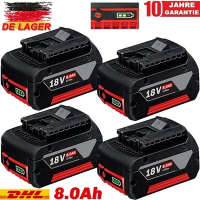 4x Original 8,0Ah Akku für Bosch 18V 5Ah Professional GBA GSR GSB BAT618 BAT609