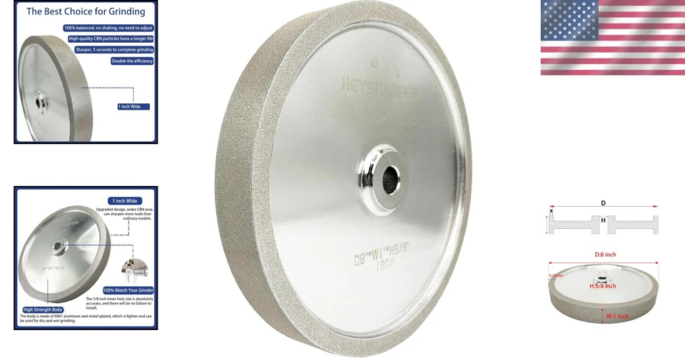 CBN Grinding Wheel 8 inch 180 Grit for Sharpening Woodturning Tools - Image 2 of 4