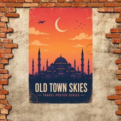 Istanbul Turkey Skyline Metal Sign 8x12 Vintage Home Wall Decor