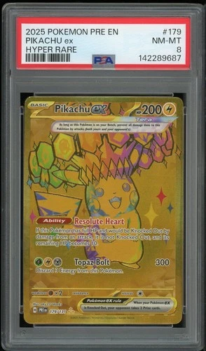 Pokemon Pikachu ex Full Art Holo Hyper Rare 179/131 Prismatic Evolutions PSA 8