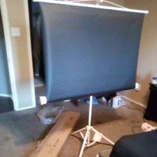 Pyle 50" Inch Portable Projector Screen - Portable Floor Standing Fold-Out Roll-