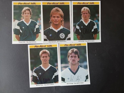 SpVgg Blau-Weiß 90 Berlin 5 Autogrammkarten original unterschrieben