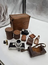Rare Argus C44 Rangefinder Camera With Lens and Leather Cases T