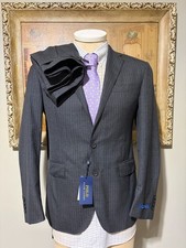 NWT Custom Fit Polo Ralph Lauren Dark Grey Pure Wool Pinstripe Suit 40R