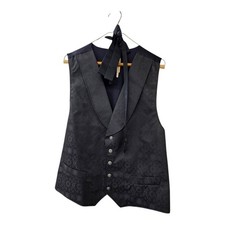 Wah Maker Frontier Clothing men's black jacquard paisley vest