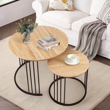 Set of 2 Round Nesting Coffee Tables Modern Side End Table
