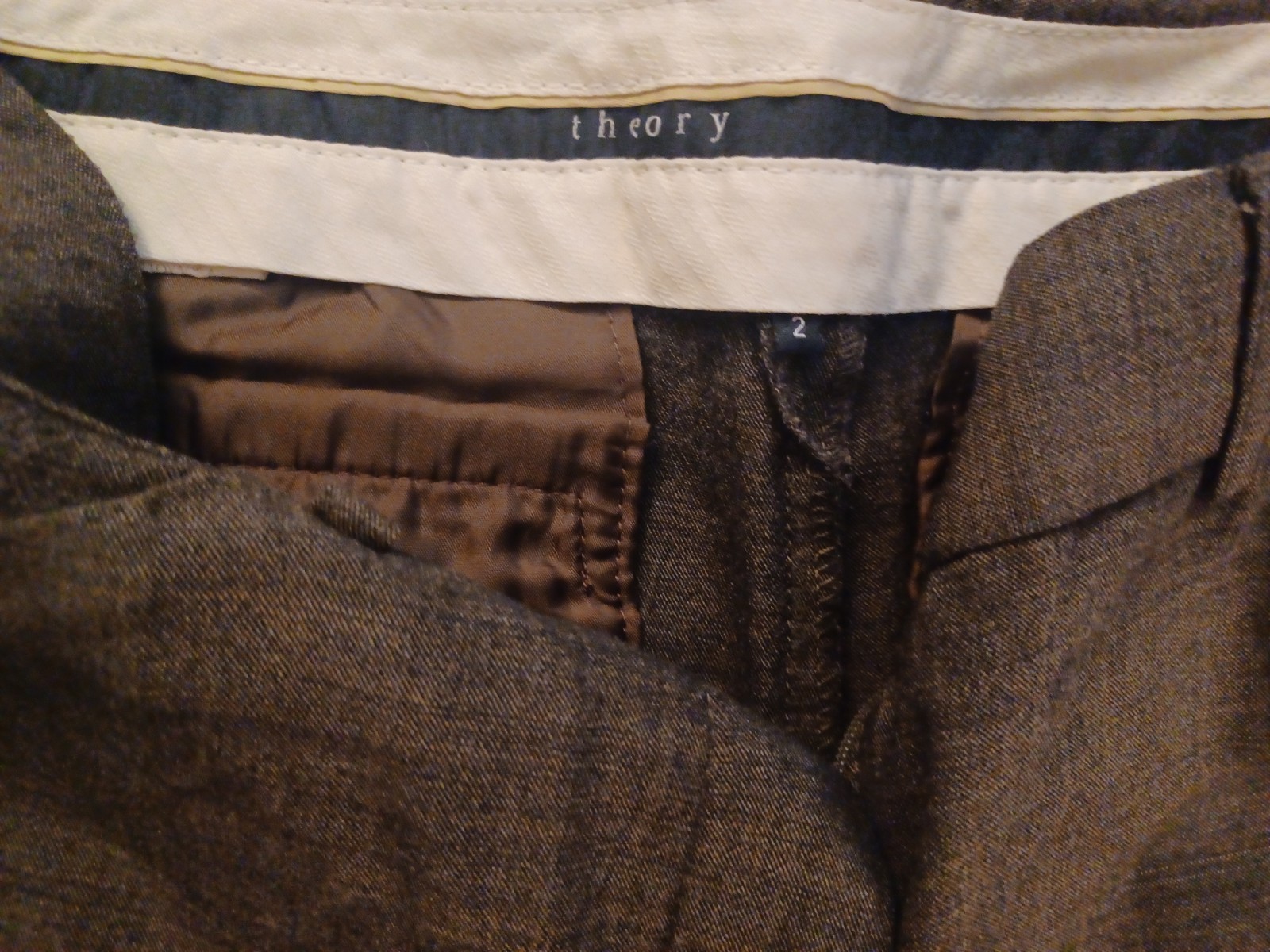 Theory Women's Brown Flat Front Solid Zip Closure… - image 3