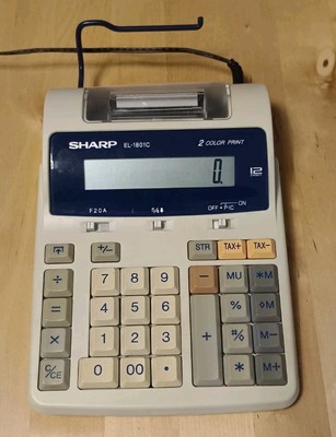 Sharp EL-1801C Portable 12-Digit 2-Color Printer Calculator Tischrechner