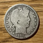 1908 D Barber Silver Half-Dollar Key Date in Good Circulated Condition