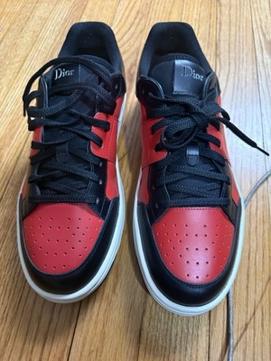 Dior Homme B02 Bi Color Red Black Low Top Lace Up Sneakers Rubber Outsole Men's
