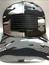 American Flag Hat Tactical Camo Black Rubber Patch Snapback Trucker Cap