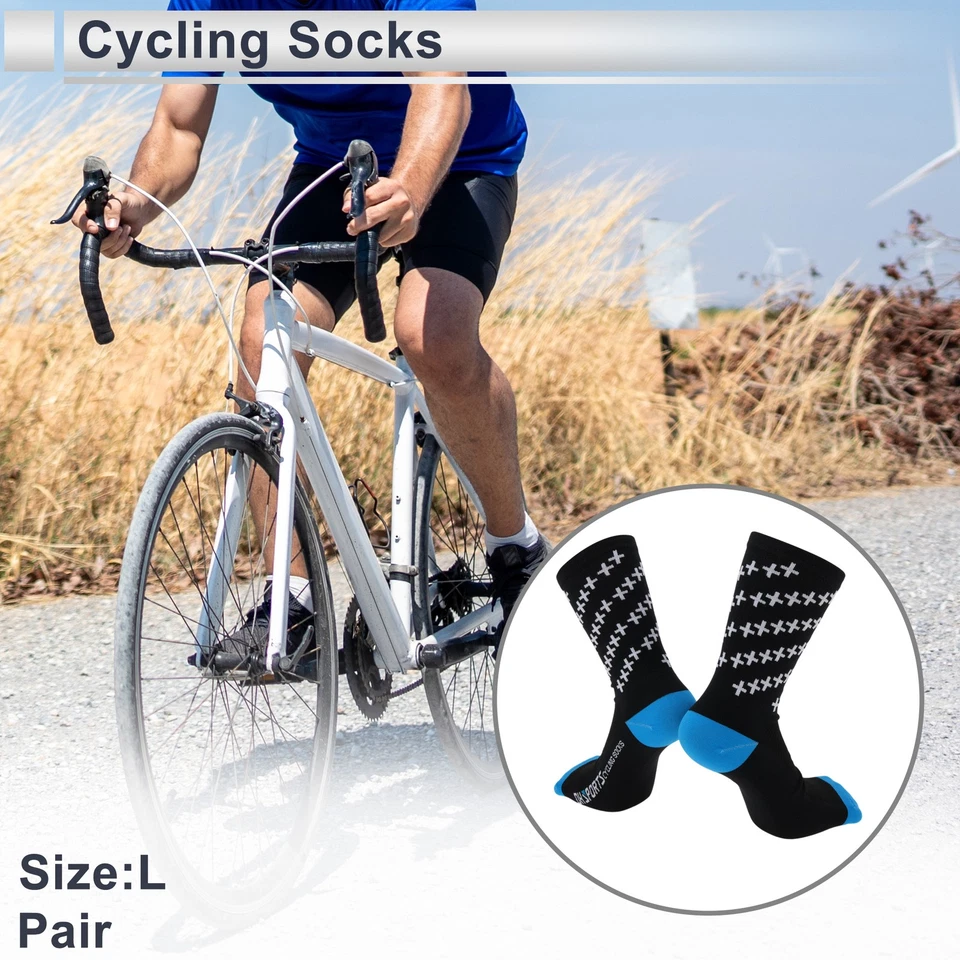 Calcetines ciclismo absorbentes anti-olor, azul/negro, talla L, para bicicleta. - Imagen 2 de 4