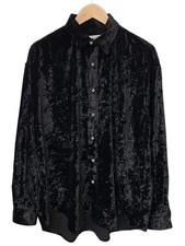 JOHN LAWRENCE SULLIVAN Long Sleeve Shirt 44 Velour BLK Plain 3a005-0225-06 Used