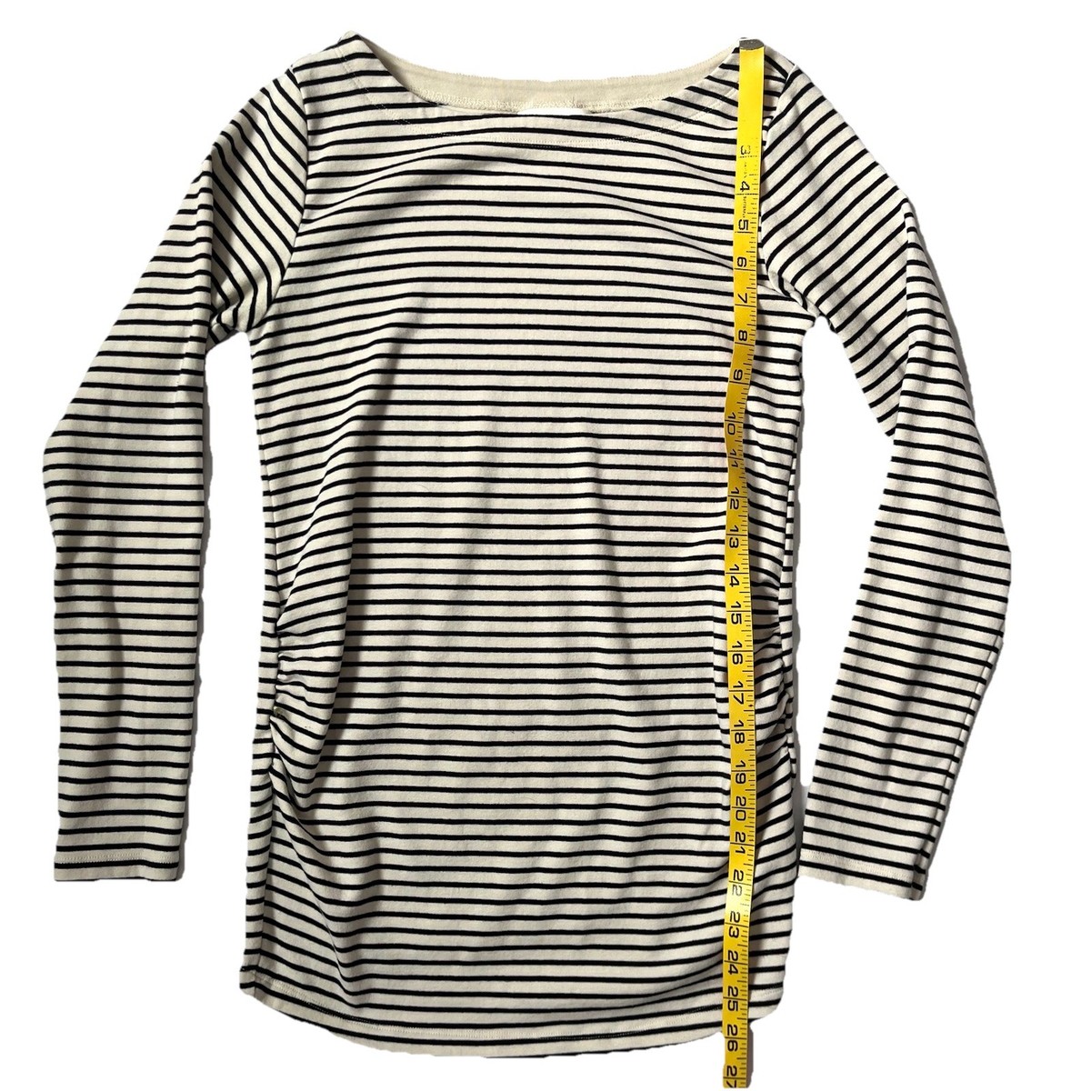 ベリーハリーママ H&M Mama Maternity Top Womens SZ Medium Ivory Black Long Sleeve