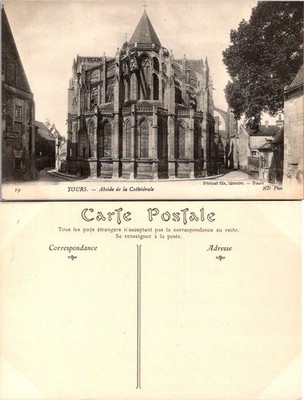 Tours Abside de la Cathedrale Postcard France Sepia Divided Back Unposted