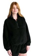 No Boundaries Plush Half-Zip Pullover Black Women's Large 12-14