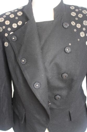 Vivienne Tam 6 Black Wool Blend Snap Front Blazer Jacket Sequins - Picture 7 of 11