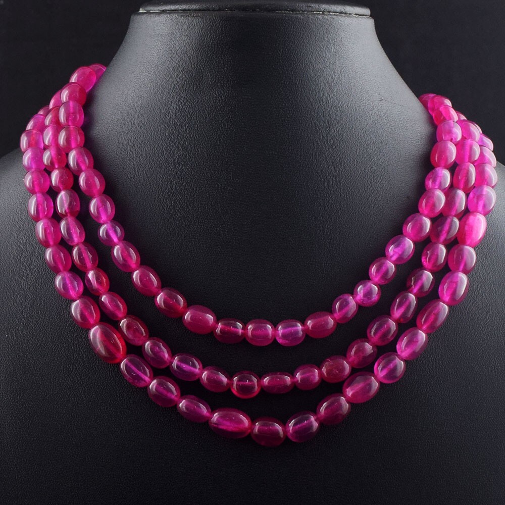 3 Strand 667 Cts Stunning Very Attractive Pink Onyx Beaded