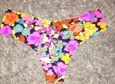 NeW Vs pink no show thong Panty Size medium  neon floral 