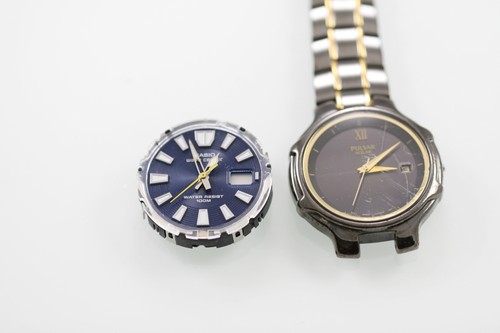 Pulsar Solar Casio Watch Mens Black Gold Stainless Quartz Non-Working Items  | eBay