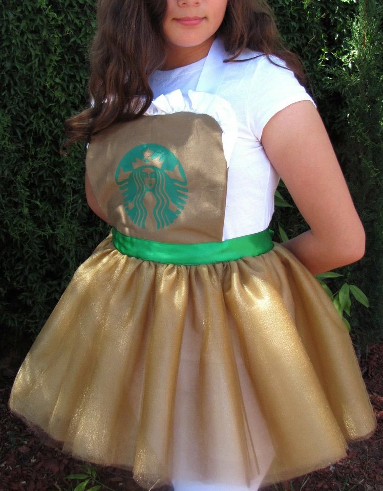 Starbucks Delantal Vestido Tutú Comida Halloween Disfraz Mujeres Niña Adolescente JR XL Hecho a Mano Foto 4 de 4